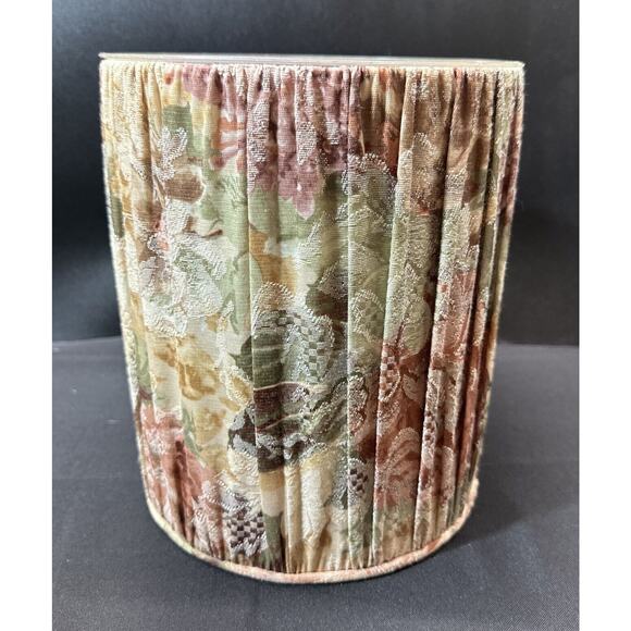 Vintage Croscill Cotswold Pleated Fabric Wastebasket Can W/ Liner & Tissue Cover - Picture 5 of 16